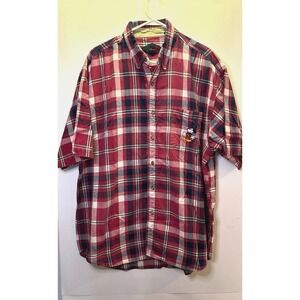 Vintage Disney Store Mickey Mouse Plaid Short Sleeve Button Down (size XL)